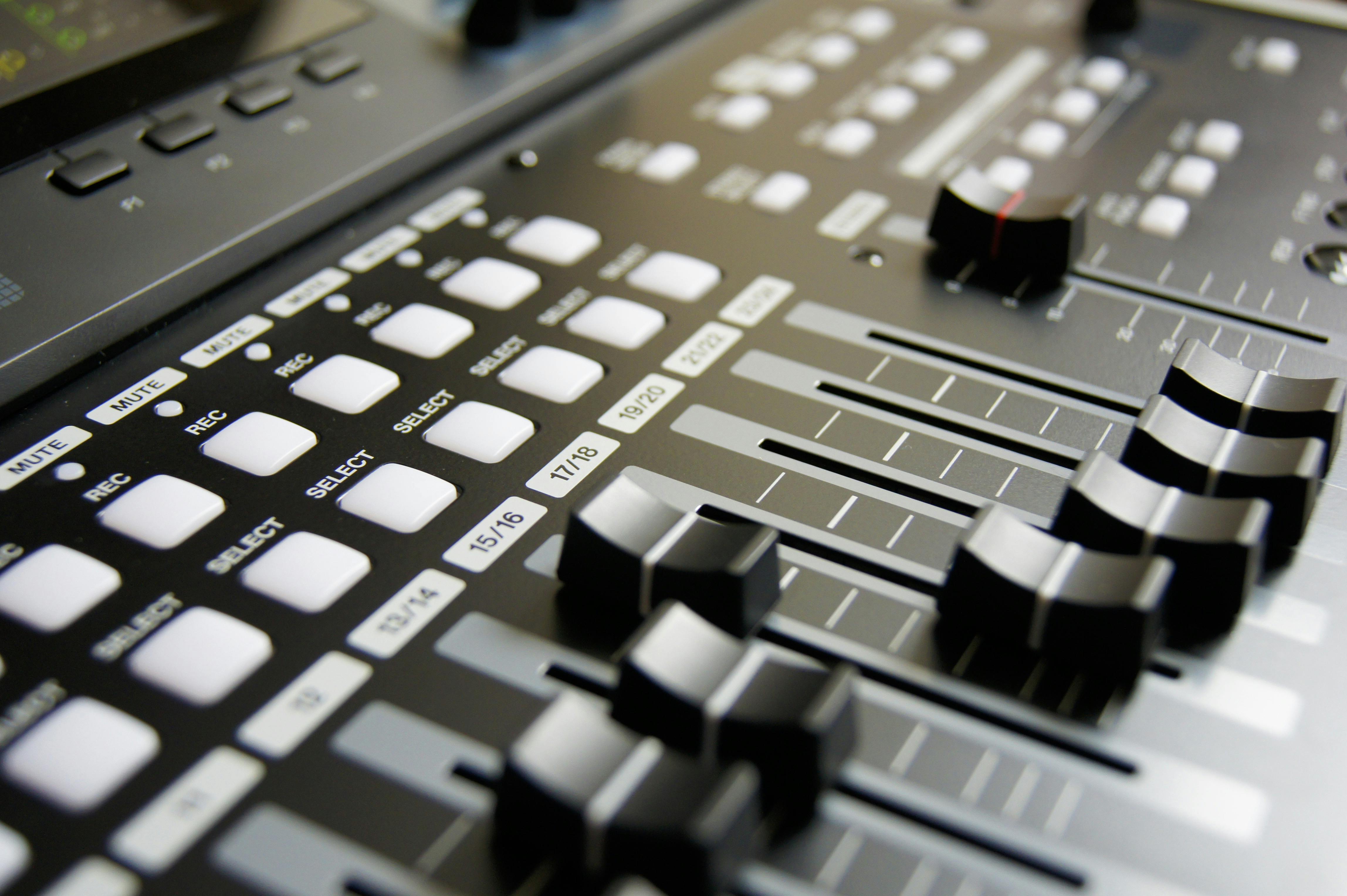 Professional audio mixing equipment and studio setup